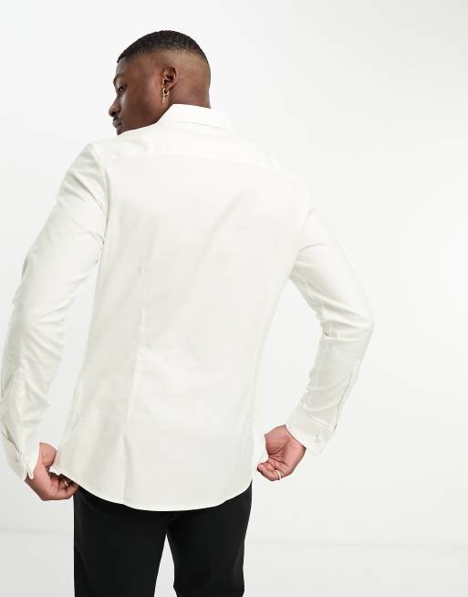 ASOS DESIGN easy iron slim fit twill shirt with cutaway collar and double cuff , 3 of 4