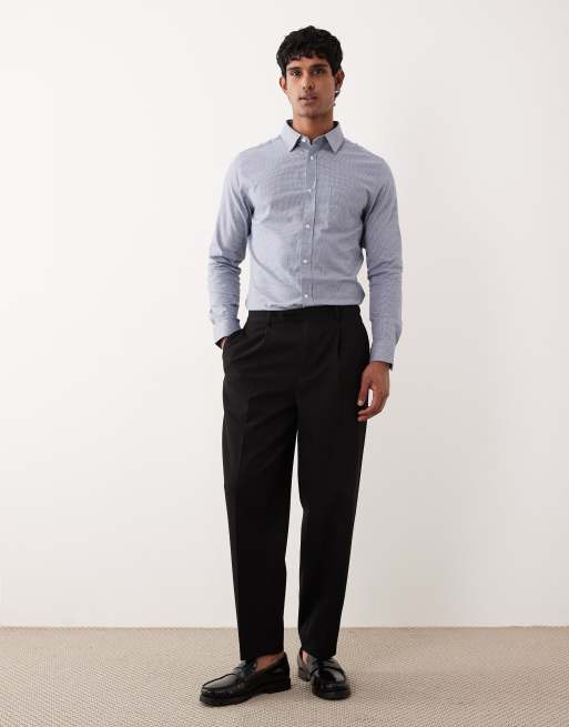 ASOS DESIGN easy iron slim plaid shirt in blue, 2 of 5