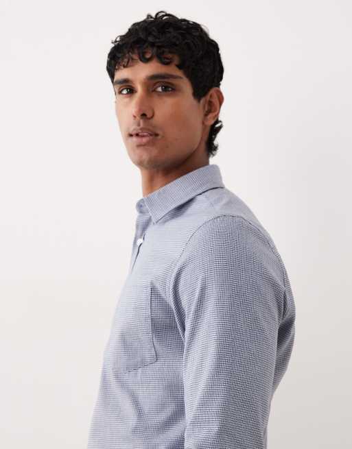 ASOS DESIGN easy iron slim plaid shirt in blue, 4 of 5
