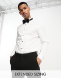 [ASOS DESIGN] ASOS DESIGN easy iron slim sateen formal dress shirt with bib in white 4XL WHITE