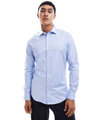 ASOS DESIGN ASOS DESIGN easy iron slim shirt with cutaway collar in blue