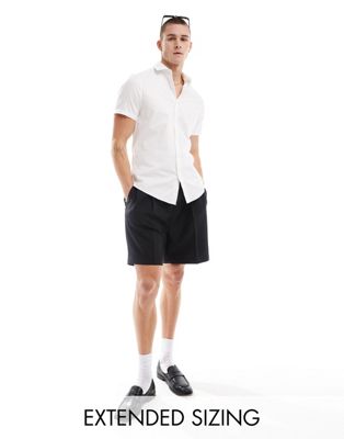 Asos Design Easy Iron Slim Shirt With Cutaway Collar In White