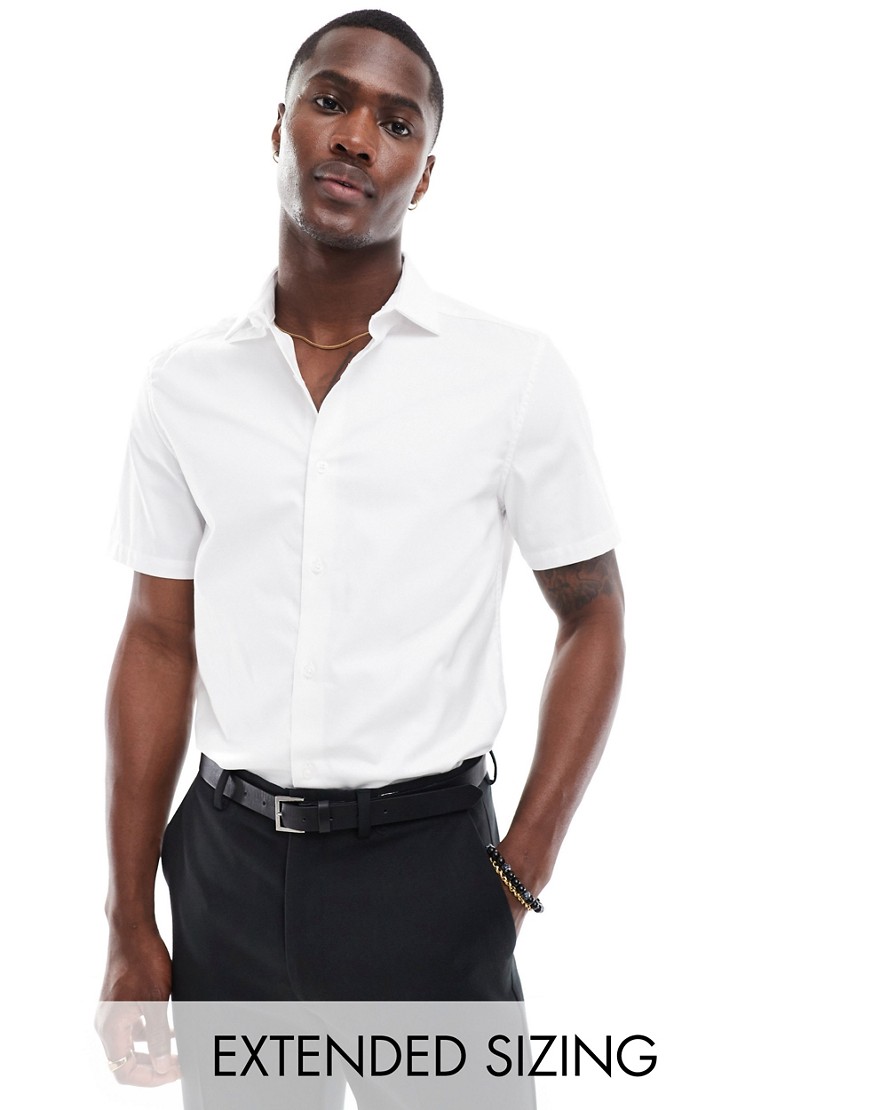 ASOS DESIGN easy iron slim shirt with cutaway collar in white