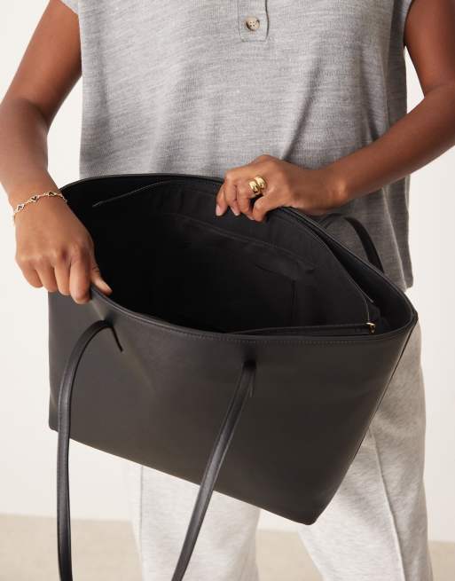 ASOS DESIGN - Easy - Sort tote-taske med skinny-stropper, 4 af 4