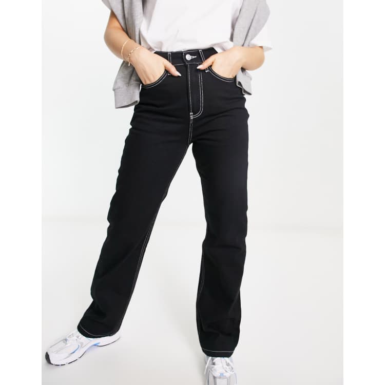 Black women's jeans hot sale with white stitching