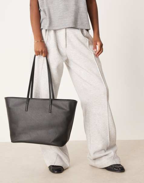 ASOS DESIGN easy tote bag with skinny straps in black - view 1