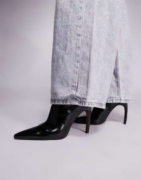 ASOS DESIGN – Ebony – Czarne botki do kostki na wysokim obcasie - view 1