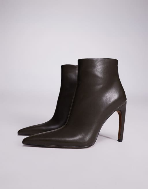 ASOS DESIGN – Ebony – Oliwkowe botki do kostki na wysokim obcasie, 2 z 4