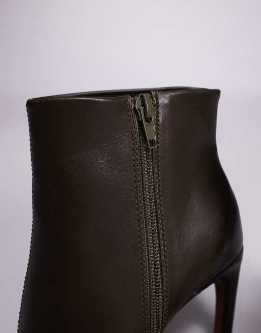 ASOS DESIGN – Ebony – Oliwkowe botki do kostki na wysokim obcasie, 4 z 4