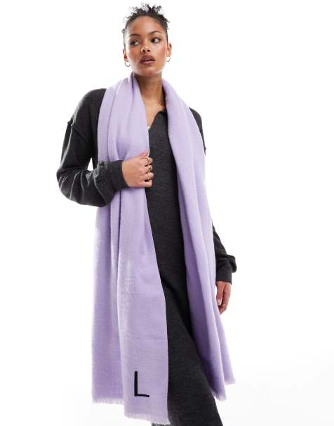ASOS DESIGN - Écharpe à bords bruts et initiale L - Lilas - view 1