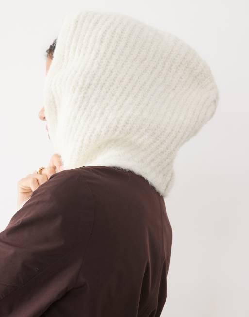 ASOS DESIGN écharpe à capuche en maille crème, 2 de 3