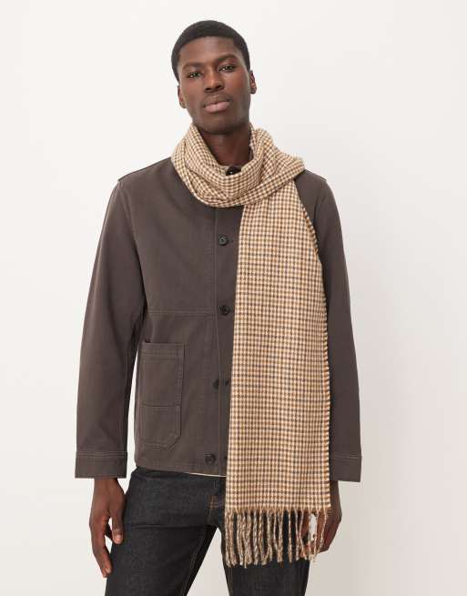 ASOS DESIGN - Écharpe à motif pied-de-poule - Beige