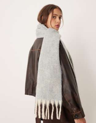 ASOS DESIGN - Écharpe bicolore en laine mélangée avec franges - Bleu