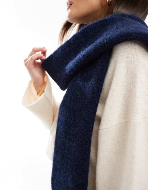 ASOS DESIGN - Écharpe en alpaga - Bleu marine, 3 de 4