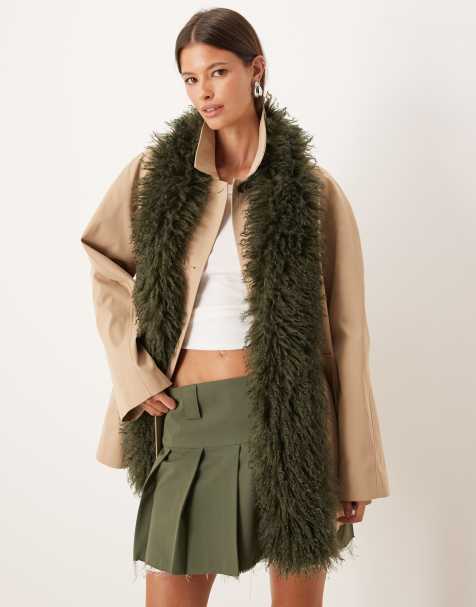 ASOS DESIGN - Écharpe en fausse fourrure - Vert foncé - view 1