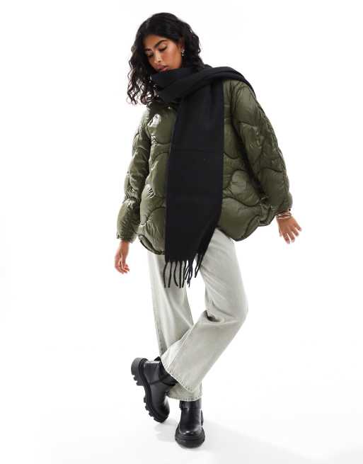ASOS DESIGN - Écharpe en laine mélangée à franges - Noir, 2 de 4