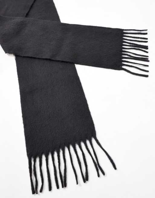ASOS DESIGN - Écharpe en laine mélangée à franges - Noir, 4 de 4