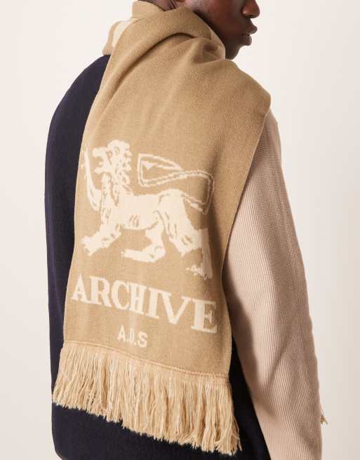 ASOS DESIGN - Écharpe en maille à motif Archive - Neutre, 2 de 3
