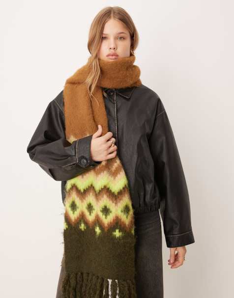 ASOS DESIGN - Écharpe en maille à motif jacquard avec franges - Multicolore - view 1