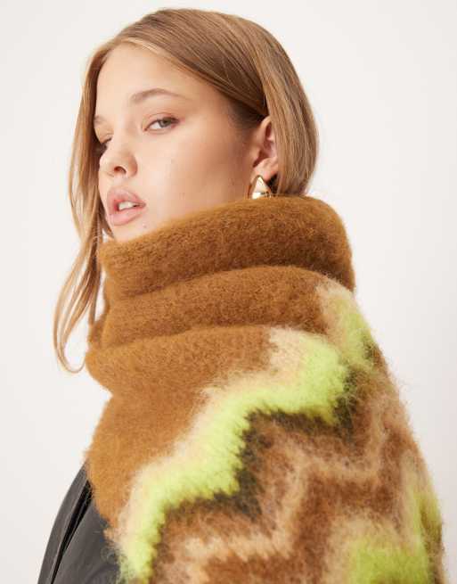 ASOS DESIGN - Écharpe en maille à motif jacquard avec franges - Multicolore