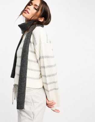 ASOS DESIGN skinny knit scarf in charcoal grey  - ASOS Price Checker