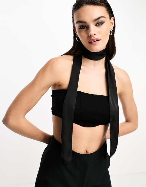 ASOS DESIGN - Écharpe fine à pompons - Noir