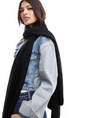 Écharpe Noir Laine Et Acrylique - Occasion En Très Bon état, Chaleur Et Confort