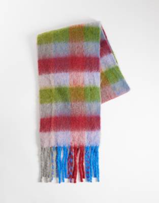 Écharpe tissée à carreaux multicolores - Couleurs vives