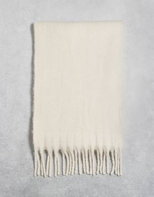 ASOS DESIGN - Écharpe tissée brossée - Crème-Blanc