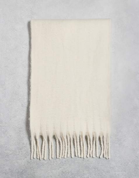 ASOS DESIGN - Écharpe tissée brossée - Crème - view 1