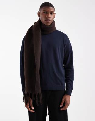 ASOS DESIGN - Écharpe tissée brossée - Marron chocolat-Brown