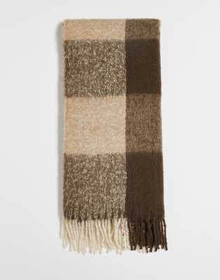 ASOS DESIGN - Écharpe tissée oversize à carreaux - Neutre-Brown
