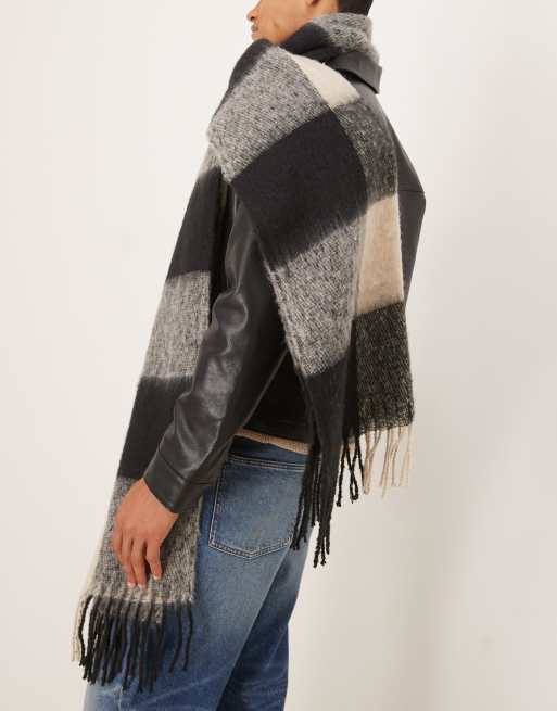 ASOS DESIGN - Écharpe tissée oversize à carreaux - Noir et blanc