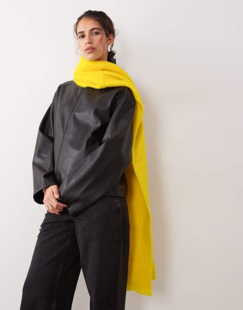 ASOS DESIGN écharpe tissée premium en mélange de laine jaune large - view 1
