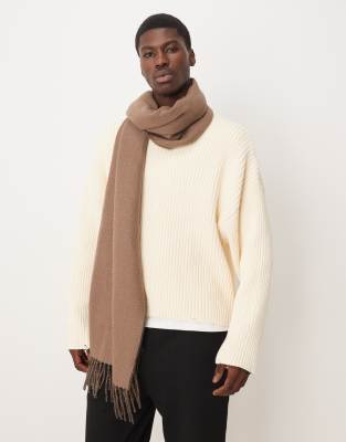 ASOS DESIGN - Écharpe tissée reversible - Marron et gris