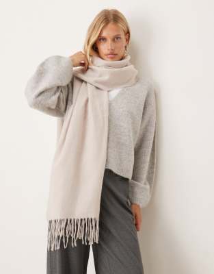 ASOS DESIGN - Écharpe tissée ultra douce à franges - Écru-Blanc
