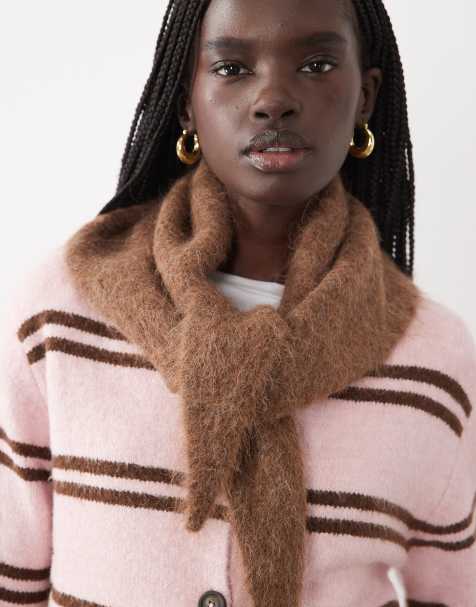 ASOS DESIGN écharpe triangle en maille mélange alpaga et laine chocolat - view 1
