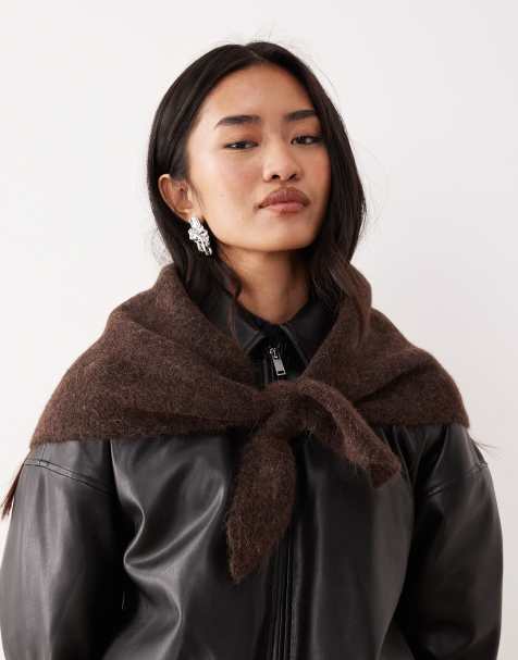 ASOS DESIGN - Écharpe triangle en mélange d'alpaga et de laine - Marron chocolat - view 1