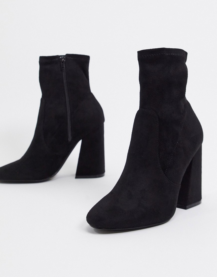 ASOS DESIGN Echo heeled sock boots in black