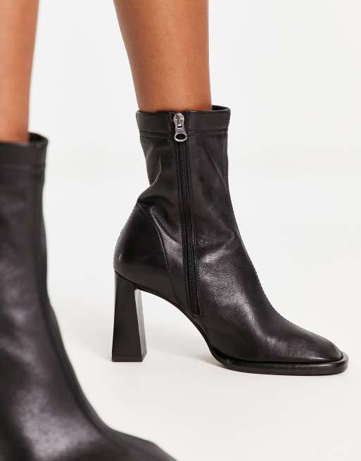 Asos black 2024 leather ankle boots