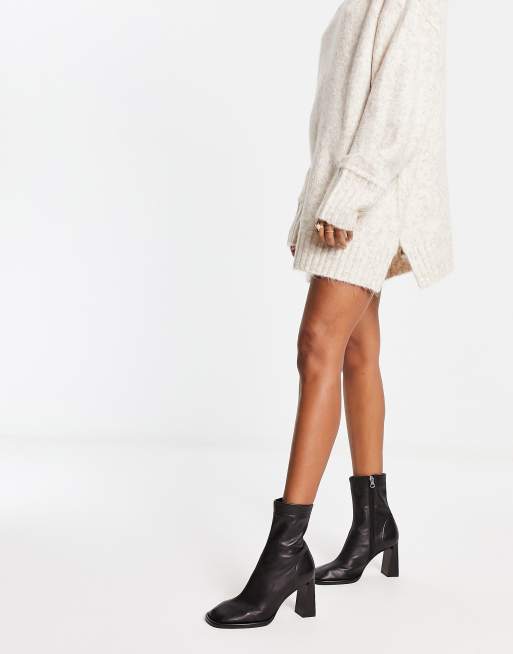 Asos design elexis cheap leather ankle sock boots