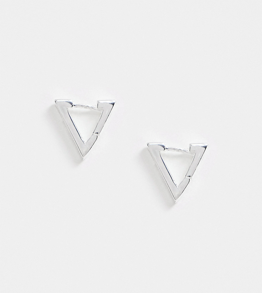 ASOS DESIGN - Echt zilveren oorbellen met ingezette siersteentjes in driehoekig model