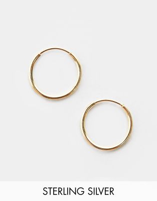 ASOS DESIGN  Kolczyki ma?e ko?a 9mm z poz?acanego srebra wysokiej próby-Z?oty Z?oty
