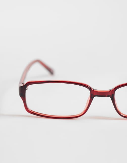 ASOS DESIGN – Eckige Brille in Rot mit klaren Gläsern und Blaulichtfilter, 2 von 3