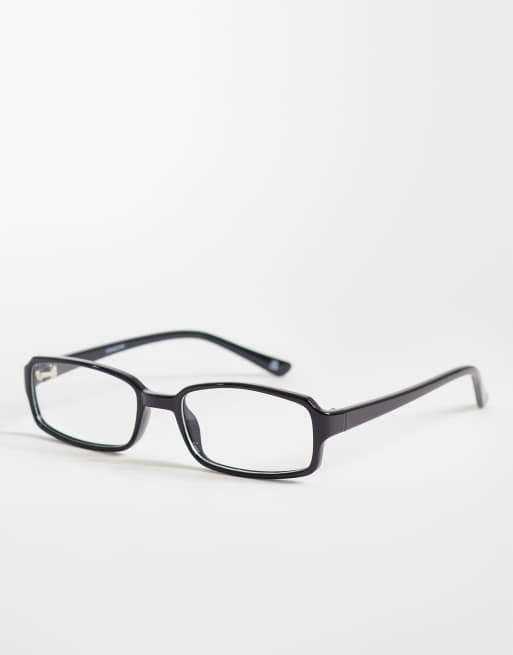 ASOS DESIGN – Eckige Brille in Schwarz mit klaren Gläsern und Blaulichtfilter