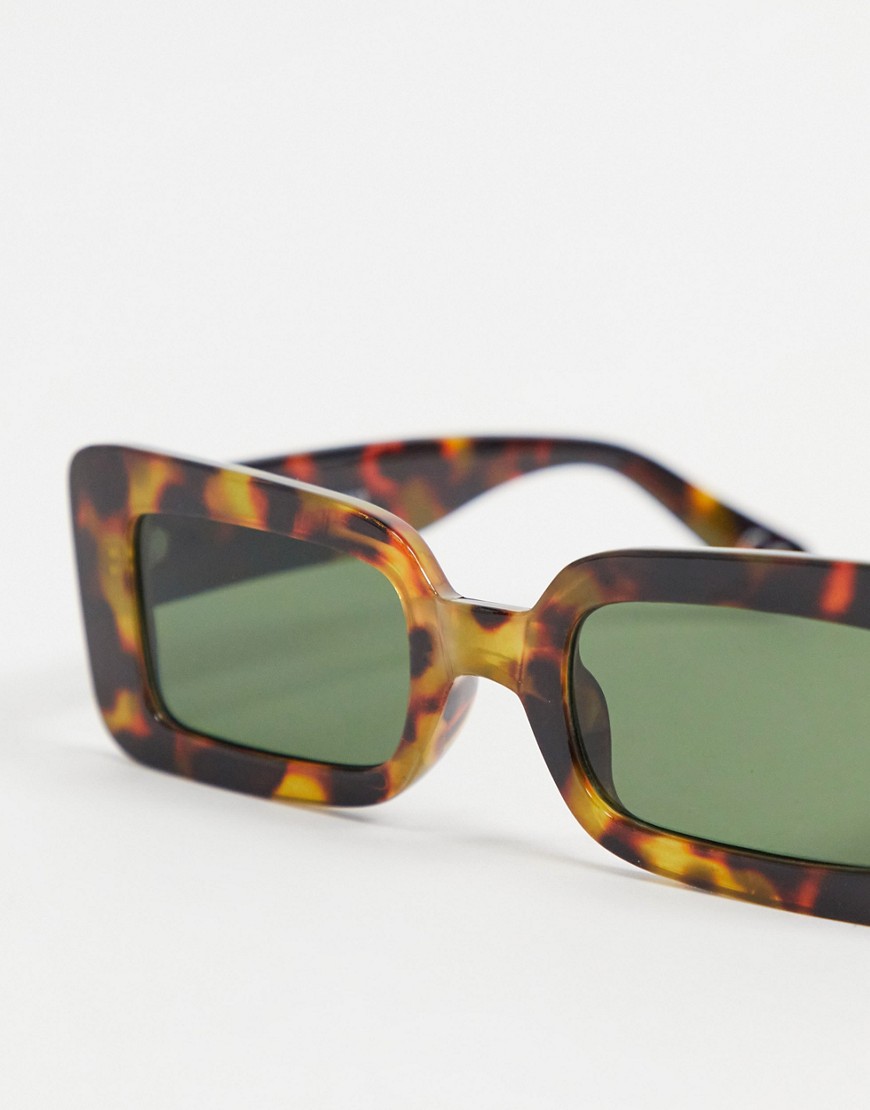 asos design -  – Eckige, mittelgroße Sonnenbrille aus recyceltem Material in Schildpatt-Optik-Braun