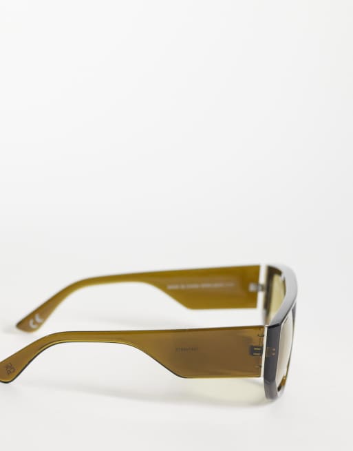 ASOS DESIGN – Eckige Oversized-Pilotensonnenbrille in Grün, 2 von 3