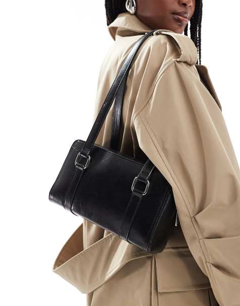 ASOS DESIGN – Eckige Schultertasche in Schwarz - view 1