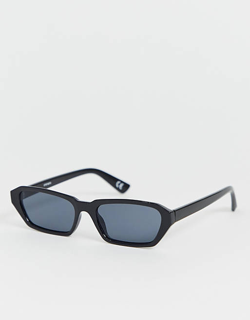 ASOS DESIGN – Eckige, schwarze Sonnenbrille mit getönten Gläsern und abgeschrägten Bügeln
