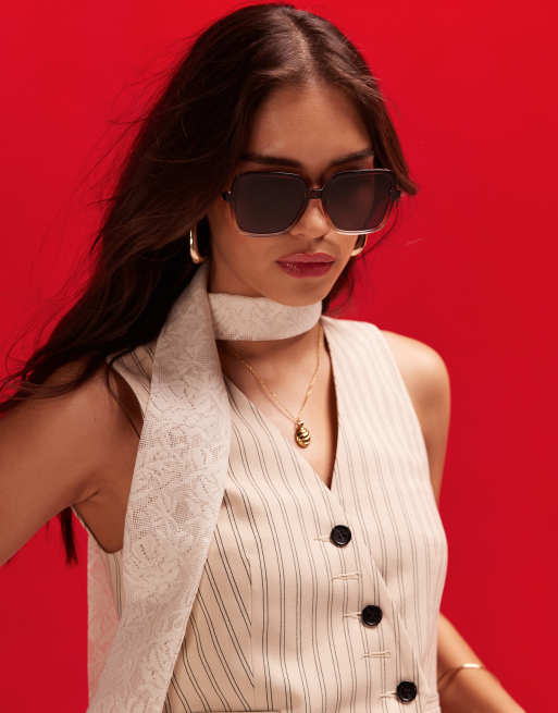 ASOS DESIGN – Eckige Sonnenbrille im Stil der 70er in Braun-Rosa-Farbverlauf, 4 von 4